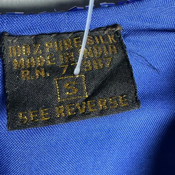 Mark & John by SAM Vintage Blue beaded/sequin zigzag pattern hem Silk midi dress - Picture 6 of 11